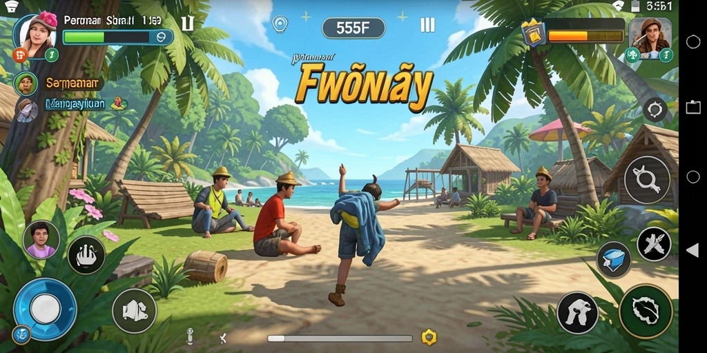 Screenshot gameplay 555F dengan aksi seru dan grafis cerah.