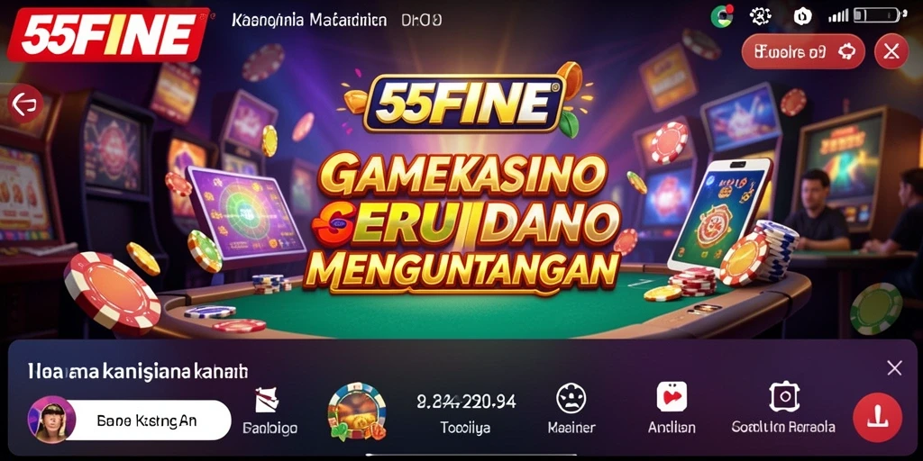 Layar utama 55FIVE menampilkan berbagai permainan Kasino yang menarik.