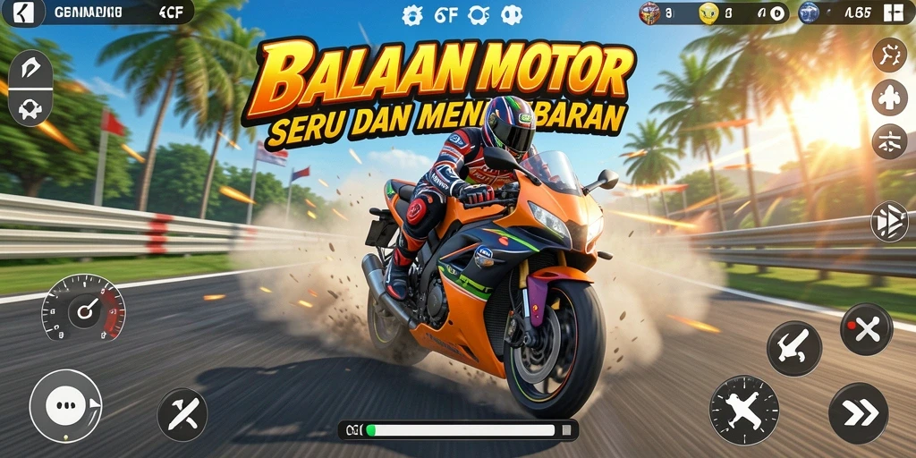 Gameplay yang mendebarkan dalam balapan motor 6CF.