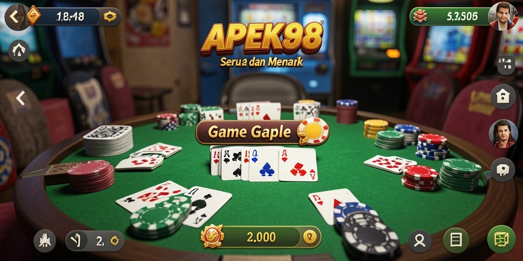 Tampilan gameplay Gaple APEK88 yang seru dan interaktif.