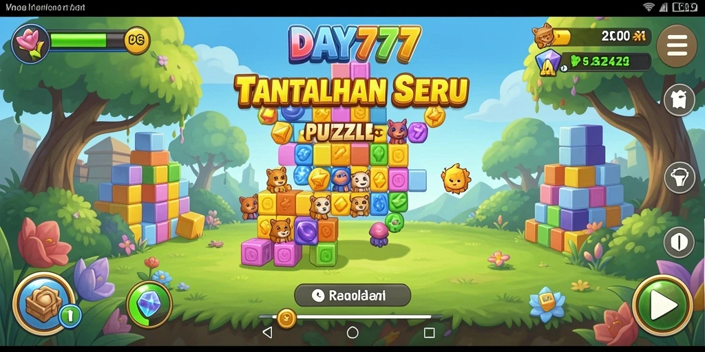 Screenshot utama DAY777 menampilkan gameplay menarik Puzzle yang menantang.