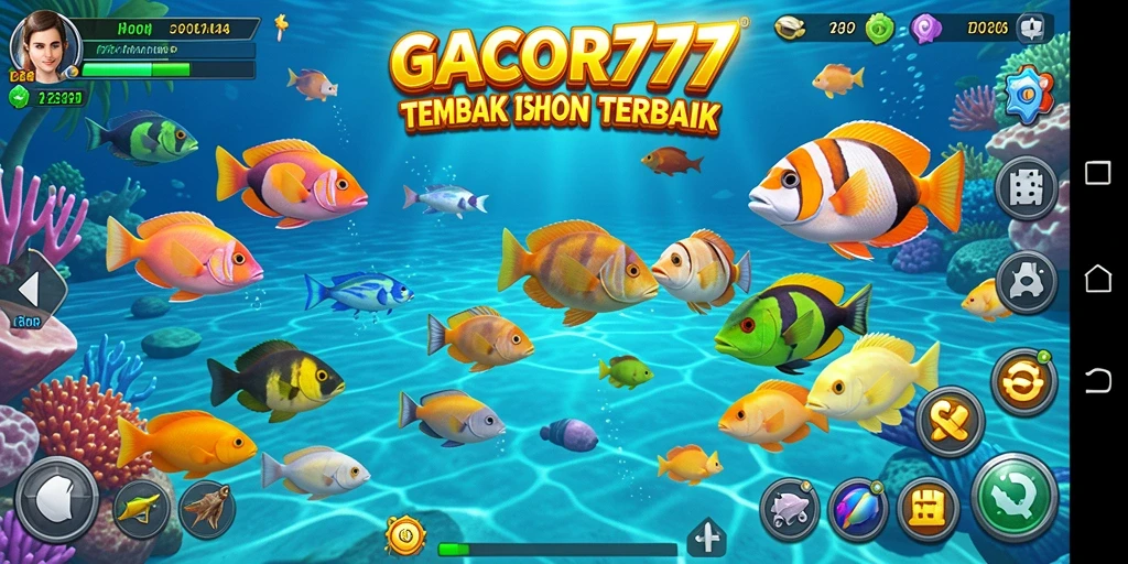 Screenshot menunjukkan gameplay GACOR777 saat menembak ikan.