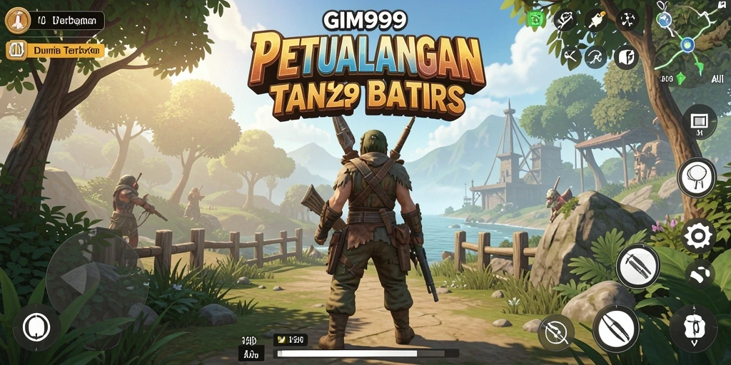 Screenshot GIM999 menampilkan pemandangan indah dunia terbuka.