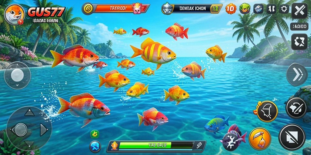 Tampilan menarik gameplay GUS77 saat menembak ikan.