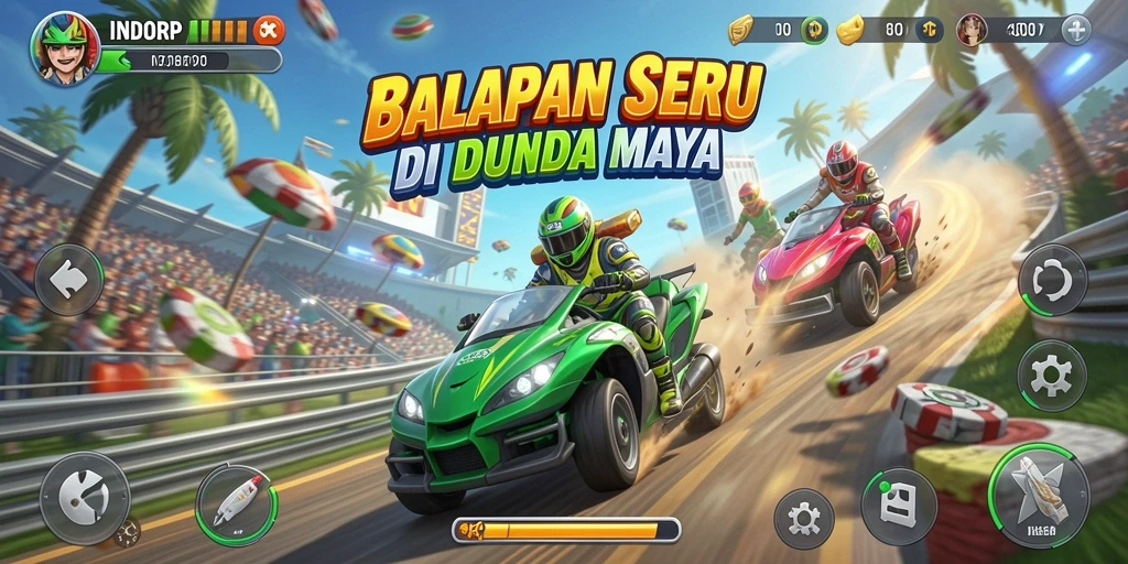 Tampilan gameplay <strong>INDORP</strong> yang penuh kecepatan dan ketegangan.