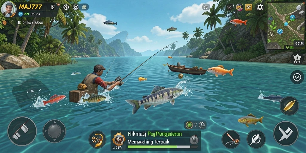 Gameplay memancing yang mendebarkan dan realistis dalam MAJ777.