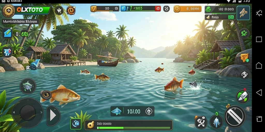 Tampilan seru gameplay OLXTOTO saat menangkap ikan.