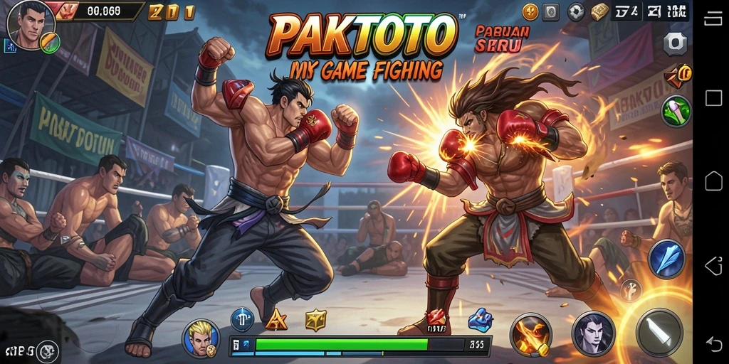 Screenshot memperlihatkan pertarungan intens di PAKTOTO dengan karakter-karakter unik.