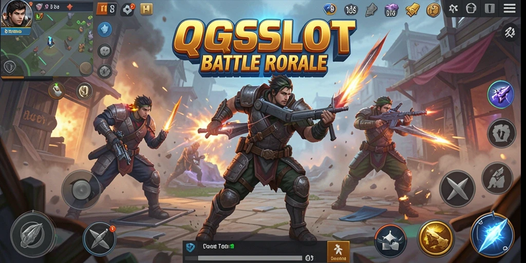 Screenshot gameplay QQSLOT menampilkan aksi pertarungan Battle Royale intens.