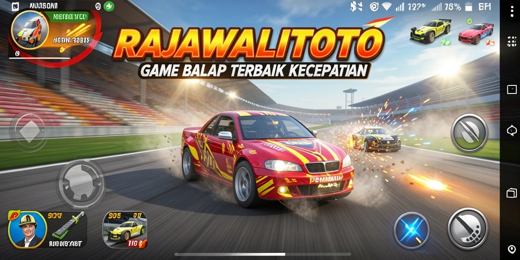 Tampilan gameplay menegangkan dalam RAJAWALITOTO saat balapan berlangsung.