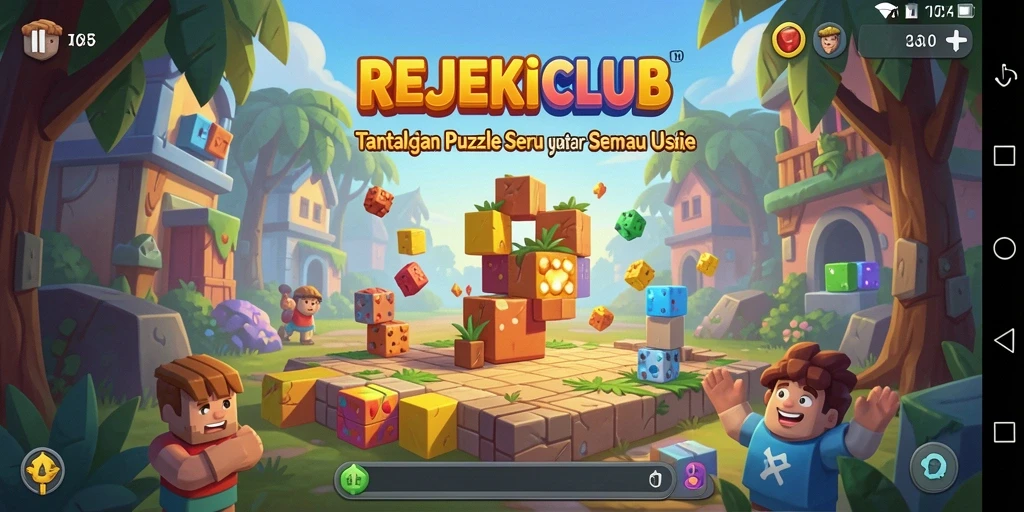 Tampilan gameplay REJEKICLUB dengan berbagai tantangan puzzle menarik.