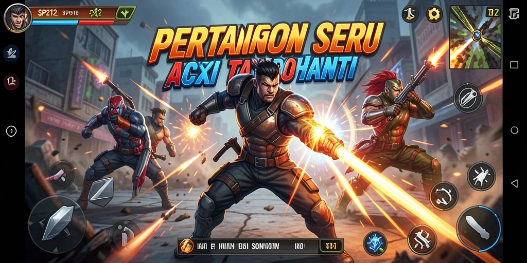 Tangkapan layar utama menunjukkan aksi seru dalam game SP212.